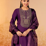 Riva Imperial Purple Embroidered Suit Set