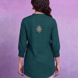 Viscose Rayon Emerald Green Dori Embroidered Tunic