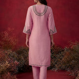 Albeli Baby Pink Embroidered A-line Suit Set with Dupatta
