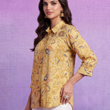 Viscose Rayon Yellow Floral Print Kurti