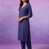 Anika Indigo Blue Embroidered Kurta Set