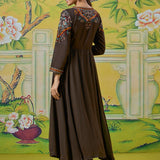 Ruhani Chocolate Brown Kutch Embroidered Panelled Kurta Set