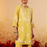 Ira Lime Green Embroidered Sharara Set