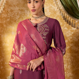 Vaidehi Berry Wine Embroidered Suit Set