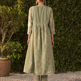 Amaya Green Printed Chanderi Suit Set with Dupatta