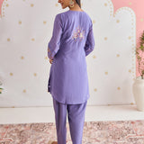 Navya Periwinkle Lilac Embroidered Kurta Set