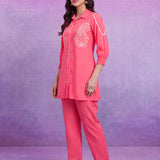 Kiara Neon Peach Textured Co-ord Set