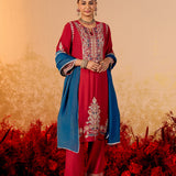 Devika Dark Red Embroidered Suit Set