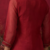 Blood Red Embroidered Chinon Tunic
