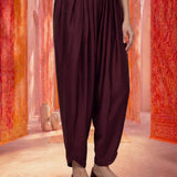 Wine Satin Relaxed Fit Salwar