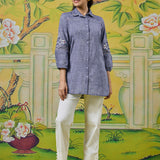 Elara Stone Blue Embroidered Shirt
