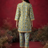 Saina Dove Beige Printed Remi Linen Co-ord Set for Women