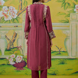 Aurelia Berry Wine Dori Embroidered Appliqué Co-ord Set