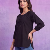 Aisha Black Embroidered Top