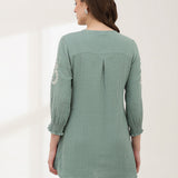 Lucknowi Embroidered Cotton Tunic Shirt