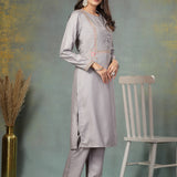 Viscose Rayon Embroidered Kurta Palazzo Set