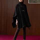 Elowen Black Wool Cape