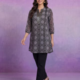 Grey Georgette Sequin Embellished Printed Tunic