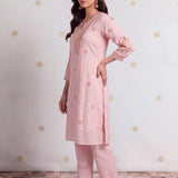 Gulabo Misty Pink Embroidered Kurta Set