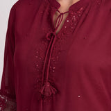 Ziya Garnet Red Embroidered Kurta Set