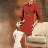 Paisley Embroidered Shirt Style Tunic