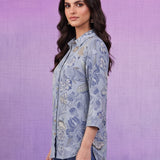 Viscose Rayon Blue Floral Print Kurti