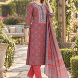 Viscose Rayon Printed Kurta Trouser Dupatta Set