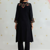 Aafreen Coal Black Aari & Zari Embroidered Panelled Suit Set