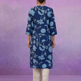 Royal Blue All Over Printed Cotton Kurta