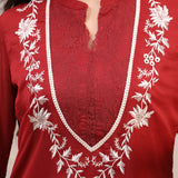 Floral Embroidered A-Line Short Kurti