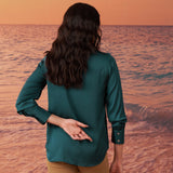 Cecelia Green Satin Shirt for Women