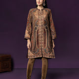 Aaraya Wine Printed Jamawar Kurta