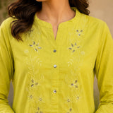Sequinned Ethnic Embroidered Straight Kurti