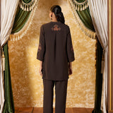 Riddhima Brown Plum Embroidered Co-ord Set