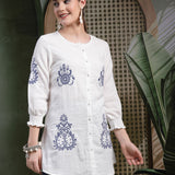 Lucknowi Embroidered Cotton Tunic Shirt