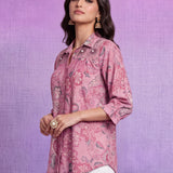 Viscose Rayon Pink Floral Print Kurti
