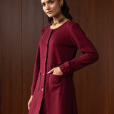 Eirene Maroon Monochrome Wool Coat