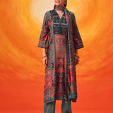 Aarzoo Grey Printed Chanderi Suit Set with Dupatta