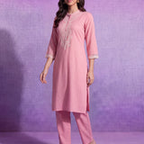 Avni Pink Embroidered Kurta Set