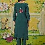 Myra Marine Teal Applique Embroidered Kurta Set