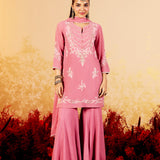 Ira Dazzle Pink Embroidered Sharara Set