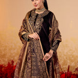 Riddhi Espresso Brown Embroidered Velvet Suit Set