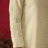 Aviana Beige Embroidered Linen Co-ord Set