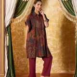 Zareen Garret Maroon Printed Kaftan Set