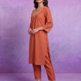 Amaira Orange Embroidered Kurta Set