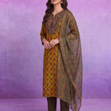 Mustard Viscose Straight Kurta Set