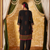 Mrinal Slate Black Printed Suit Set