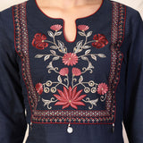 Cotton Blend Floral Embroidered Kurta Palazzo Dupatta Set