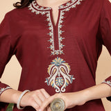 Cotton Blend Floral Embroidered Co-Ord Set