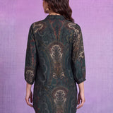 Poly Viscose Teal Abstract Print Shirt